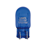 12V Blue Dyed Glass, Lampada con zoccolo vetro 2 filamenti - (W21/5W) - 21/5W - W3x16q - 2 pz  - D/Blister